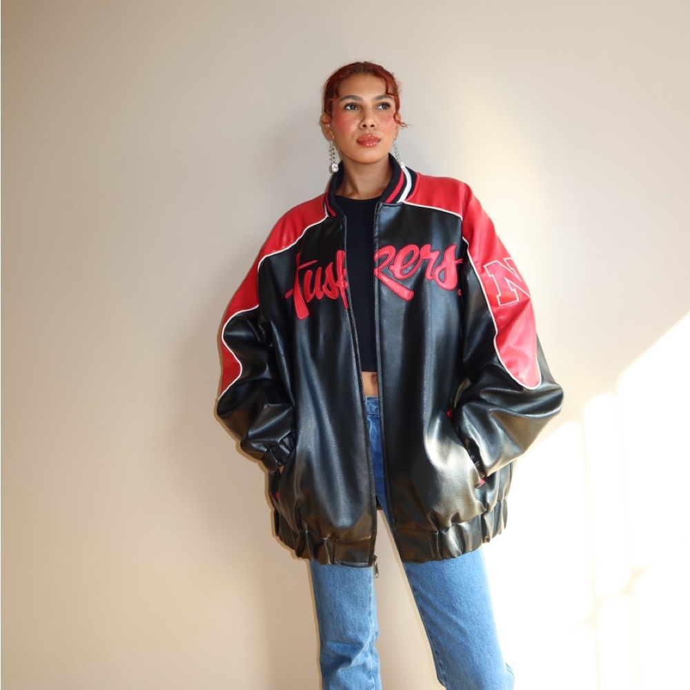 Vintage 90s Nebraska Huskers Varsity Leather Jacket Men’s XL G-III by Carl Banks